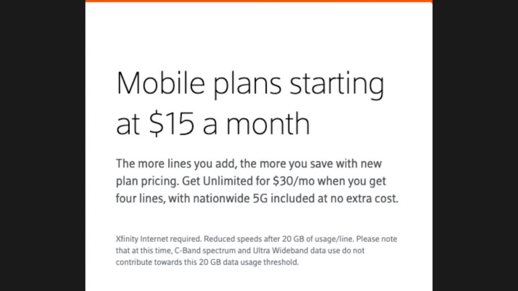 $15 a Month Xfinity Mobile