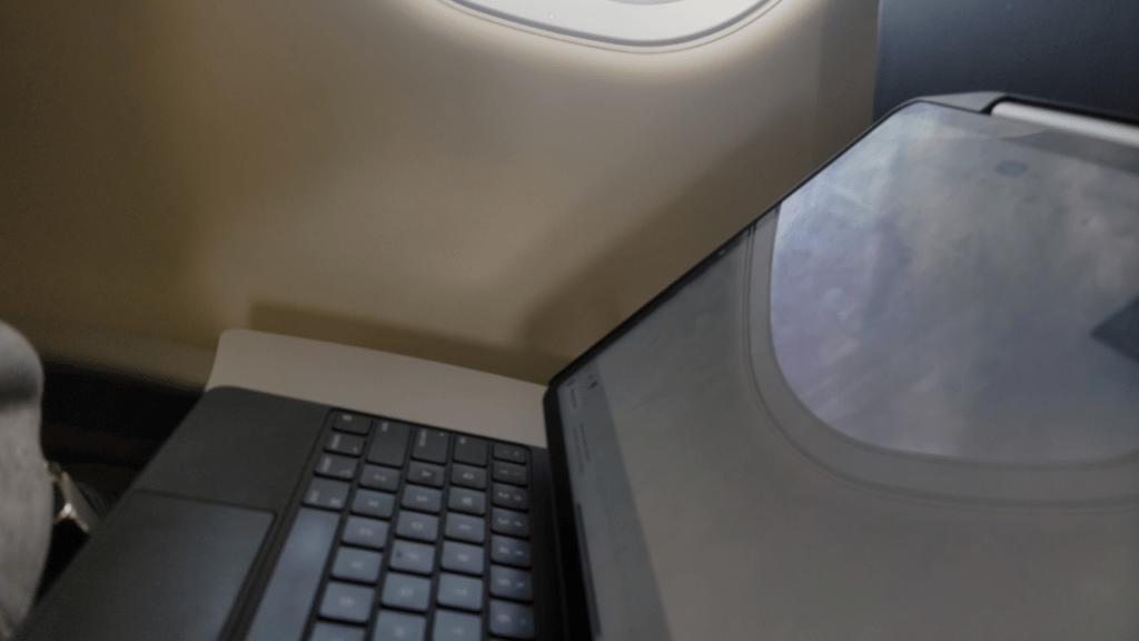 IPad Pro on a Airplane Table Tray